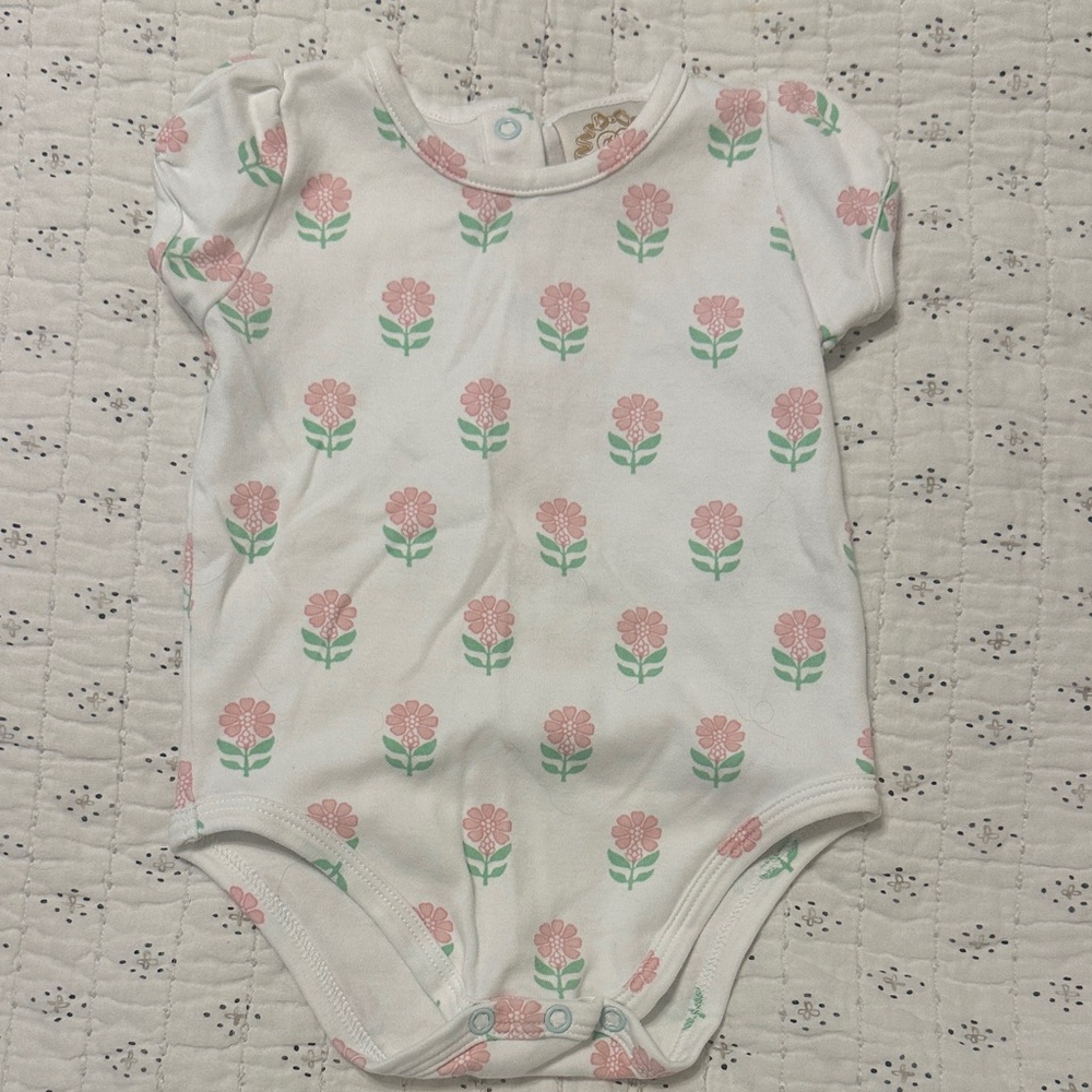 The Beaufort Bonnet Company White One-Piece with Pink Floral Print